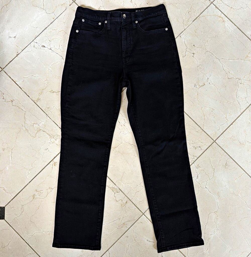 J.CREW Women’s Straight Jeans Black Dark Wash Cotton Denim ‘96 Straight Leg